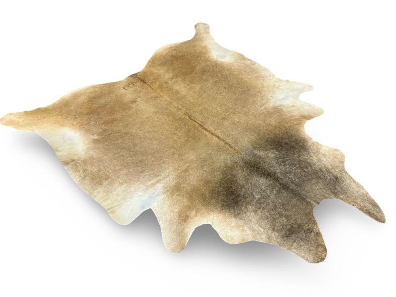 Light caramel cowhide with dark grey neck