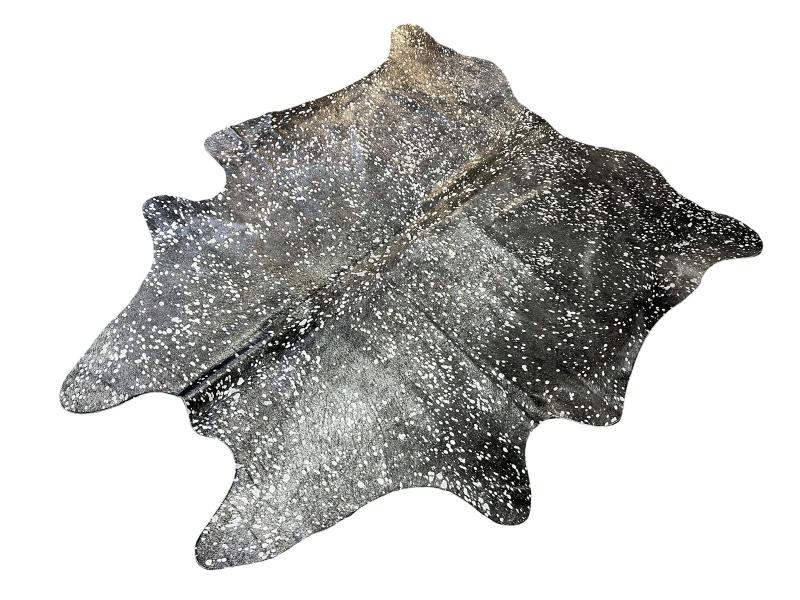 Black cowhide with silver metalic