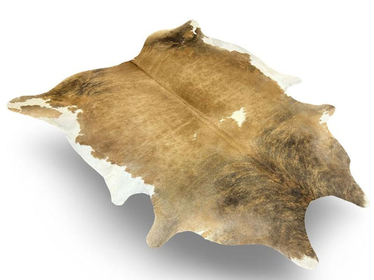 Light brown brindle cowhide with dark brown neck