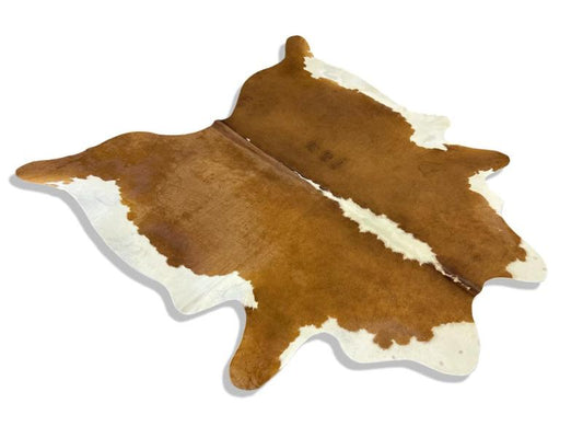 Brown cowhide with white spine and sides