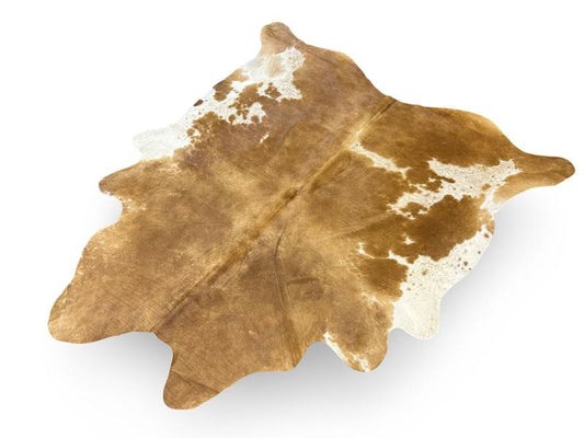 Light brown cowhide with white speckled sides
