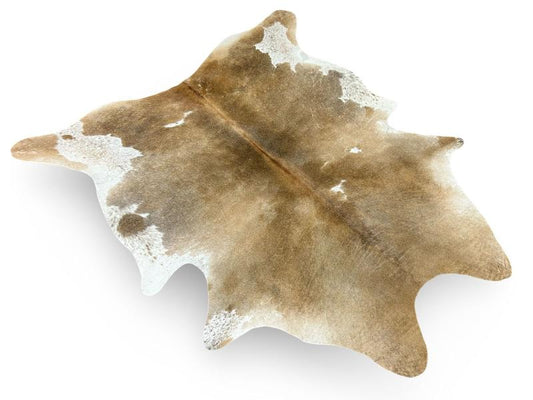 Light brown cowhide with white speckled sides