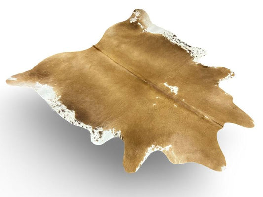 Light caramel cowhide with white ends