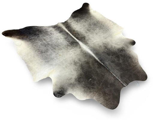 Dark grey color cowhide with light grey centre and white spine