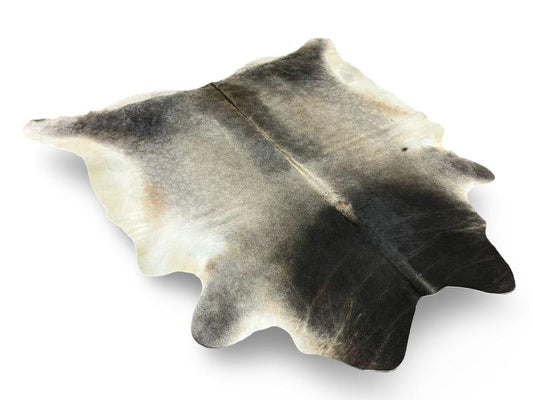 Dark grey cowhide with light grey centre and white ends