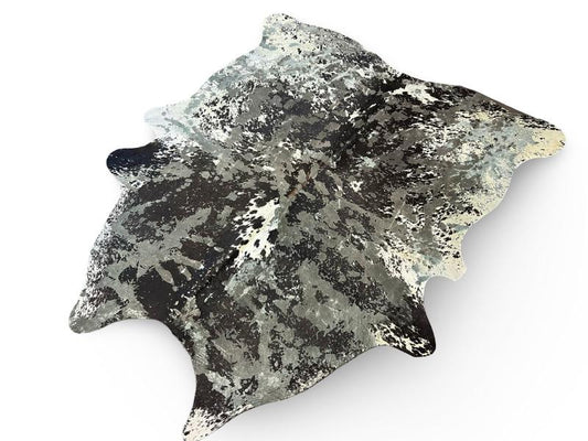 Black cowhide with grey metalic print