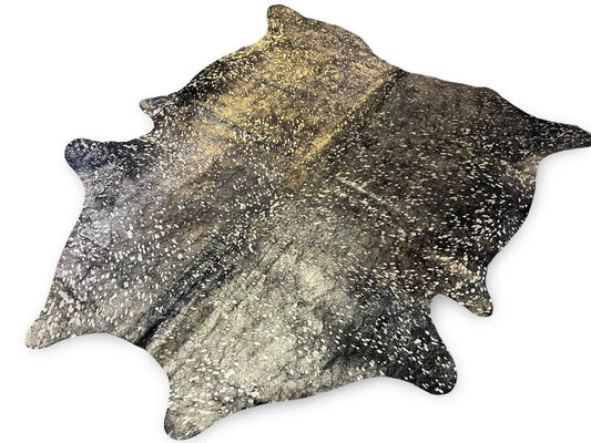 Black cowhide with gold metalic print