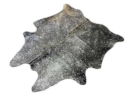 Black cowhide with silver metalic