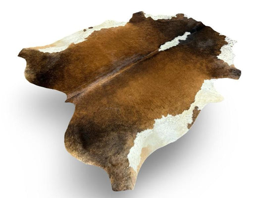 Nguni type cowhide,tri color,brown with black neck and back legs and white sides