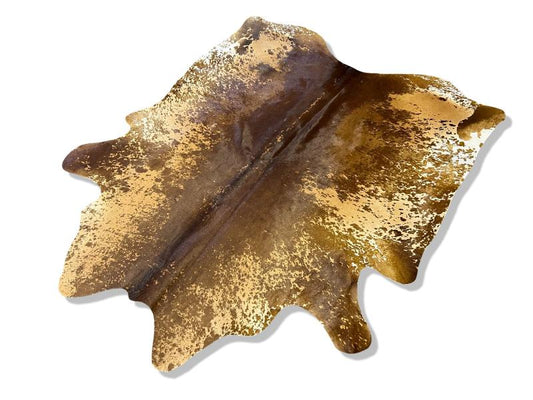 Brown and white speckled printed cowhide