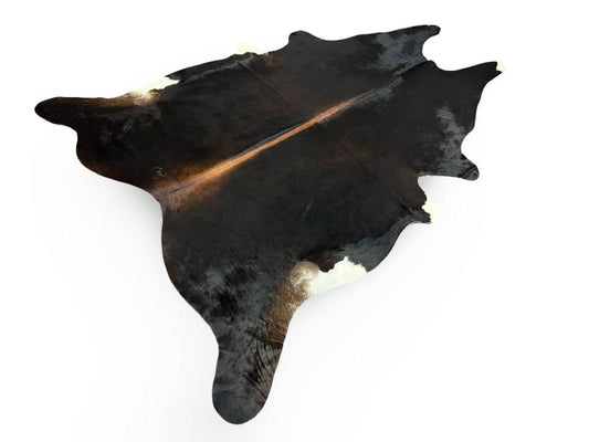Tri color cowhide with brown spine and white under legs